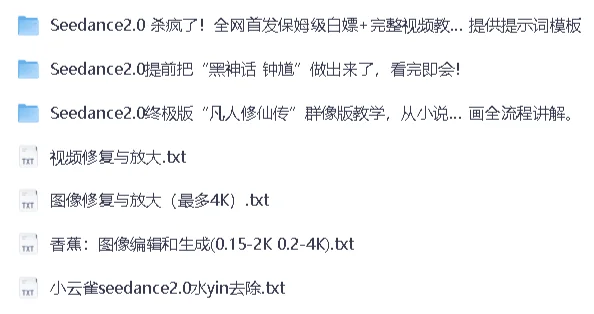 免费分享 Seedance 2.0 保姆级教程5套合集,从入门到精通